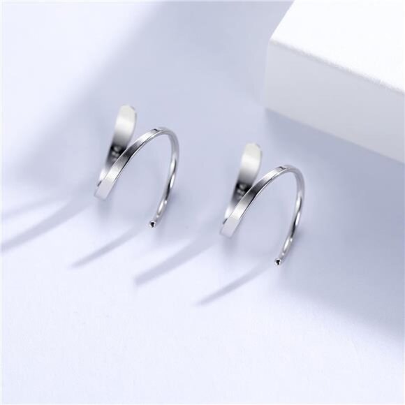 925 SterlingSilver Minimalist Crawler Earrings Wrap Cuff Earrings For Women Teen - Picture 5 of 7